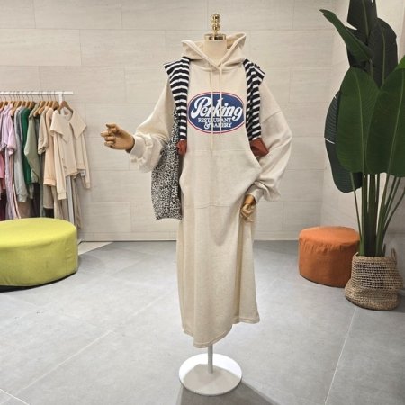 루즈핏 베이커 후드 원피스