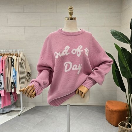 루즈핏 컬러영문 짜임니트