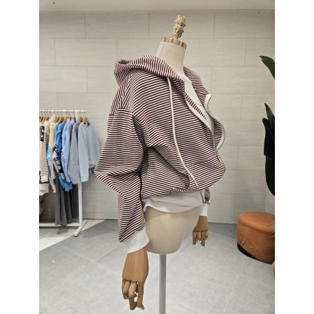 스트라이프 후드집업점퍼