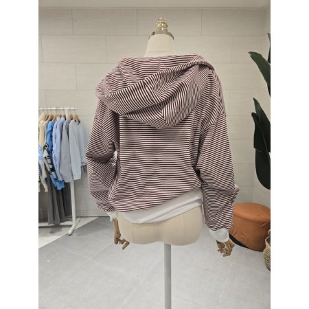 스트라이프 후드집업점퍼