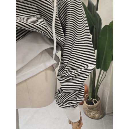 스트라이프 후드집업 점퍼