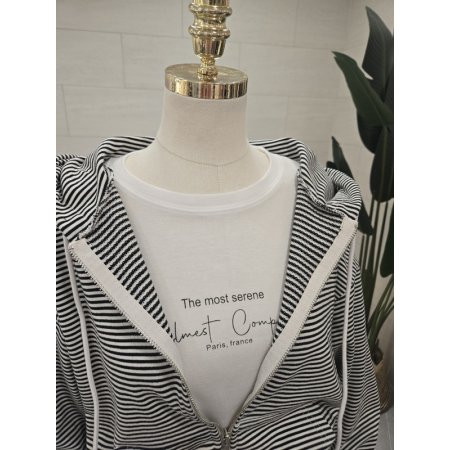 스트라이프 후드집업 점퍼