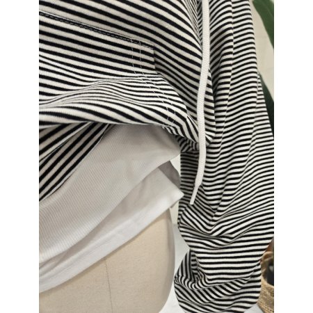 스트라이프 후드집업 점퍼