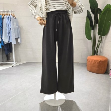 밑단스트링 컬러 와이드팬츠