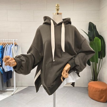 레이어드 테잎절개 쭈리 후드맨투맨