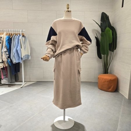 오르맨투맨 면카고 스커트세트