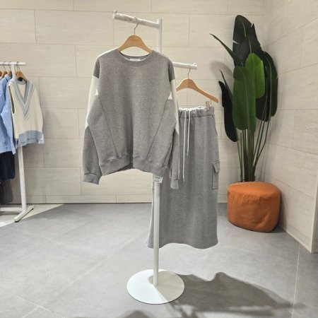 오르맨투맨 면카고 스커트세트