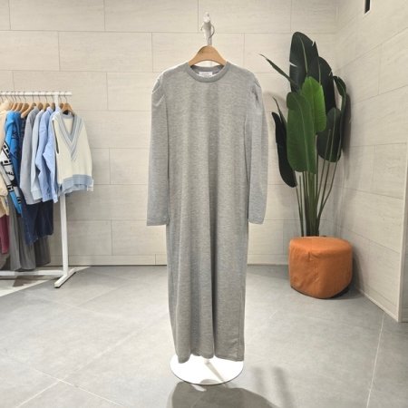 어깨 주름볼륨 면원피스