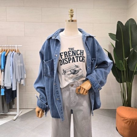 빈티지 또또 찡스냅 데님 남방