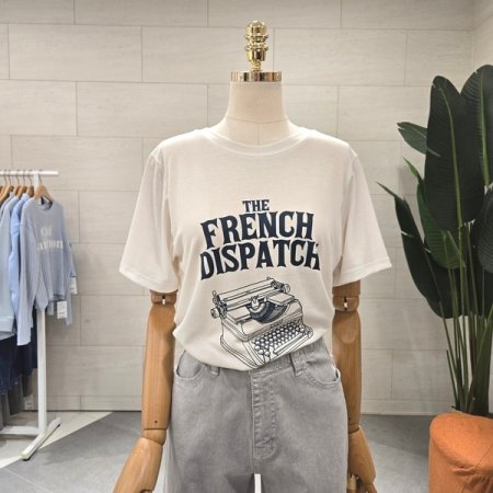 텐션 타자기 프린팅 반팔티셔츠