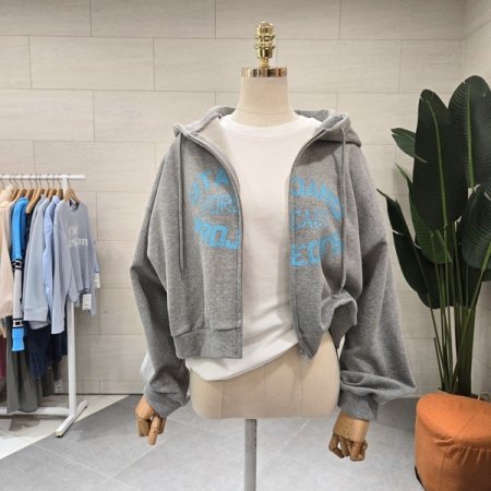 스탠 레터링 컬러 후드집업