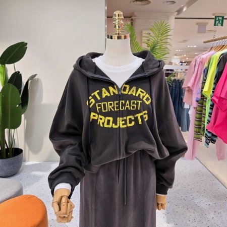 스탠 레터링 컬러 후드집업