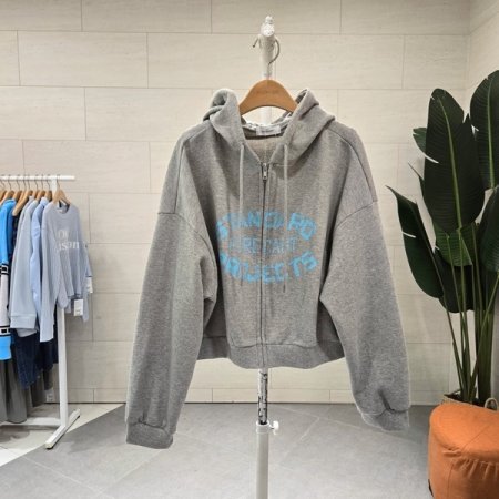 스탠 레터링 컬러후드집업