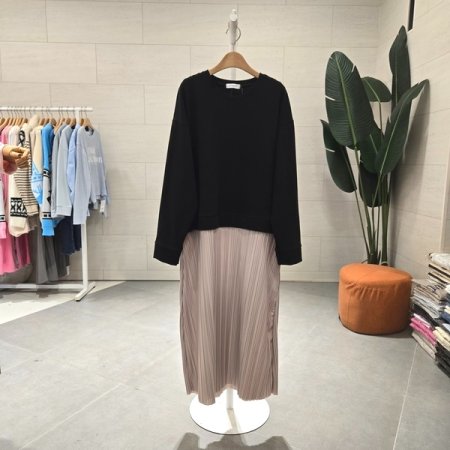 맨투맨 플리츠 주름원피스