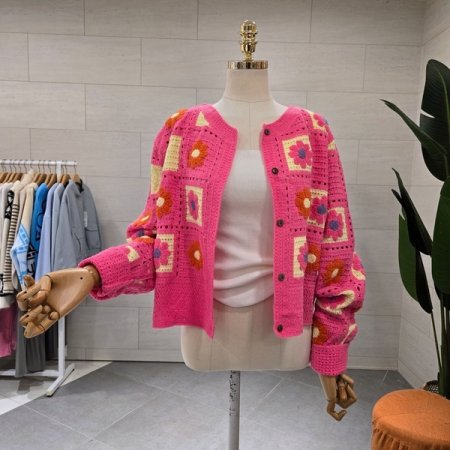 플라워 뜨게가디건