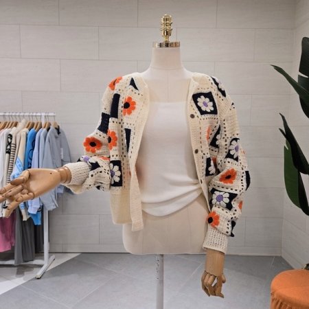 플라워 뜨게가디건