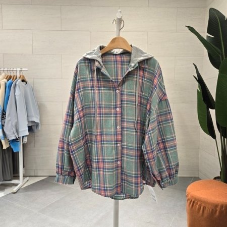 팡팡 체크 후드셔츠