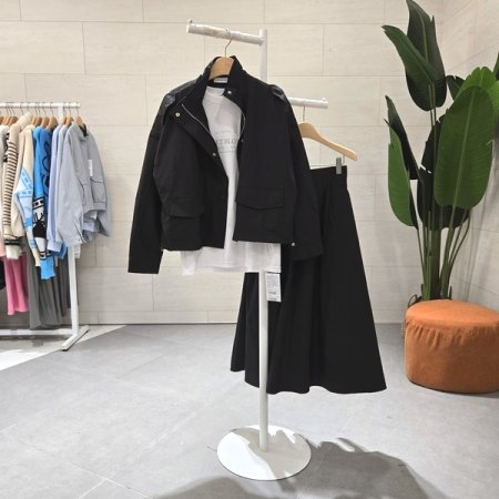 바스락 견장점퍼 스커트세트