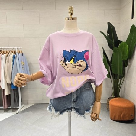 루즈핏 캣톰 반팔티셔츠