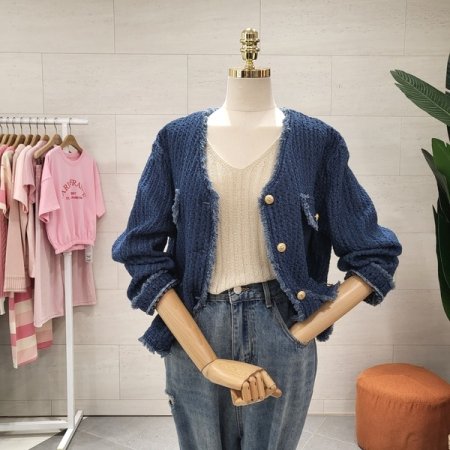 트위드 데님면자켓