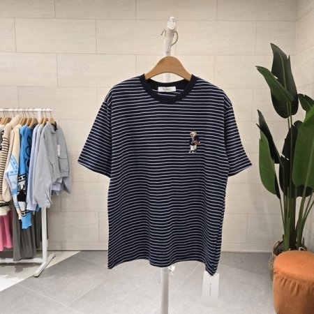 럭비베어 자수단가라 반팔티셔츠