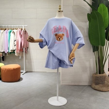 루즈핏 베어클럽 반바지 세트