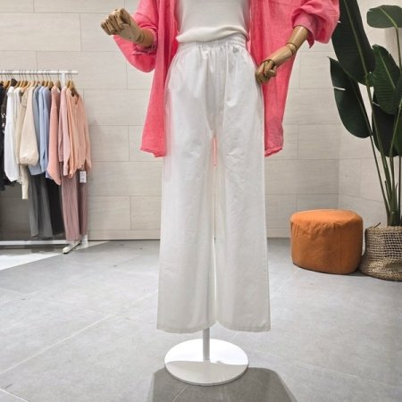 코튼 통 일자 밴드팬츠