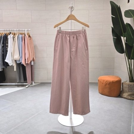 코튼 통 일자 밴드팬츠