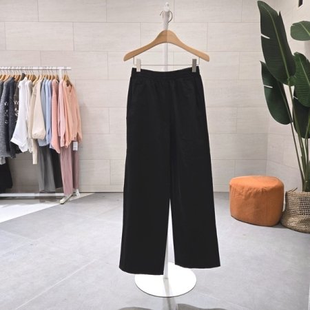 코튼 통 일자 밴드팬츠