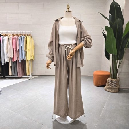 슈어 린넨 셔츠 팬츠세트