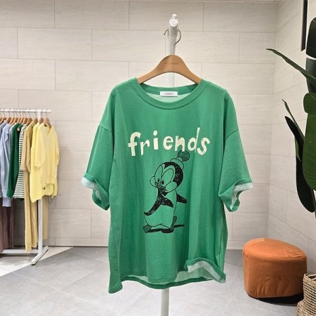 피그먼트 펭귄 반팔 티셔츠