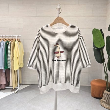 화이트덕 단반팔 맨투맨