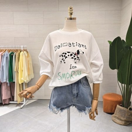 목줄 달마시안 반팔 맨투맨