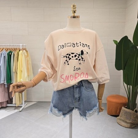 목줄 달마시안 반팔 맨투맨