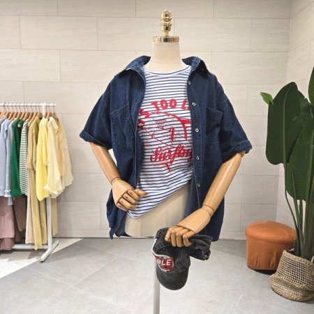 인디 데님 반팔남방
