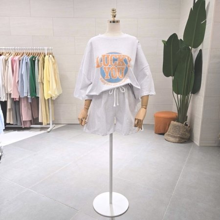 루즈핏 럭키유 반바지세트