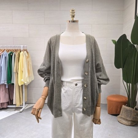 린넨 웨일 박스 가디건
