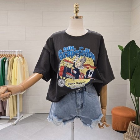 빈티지 시리얼 워싱 티셔츠