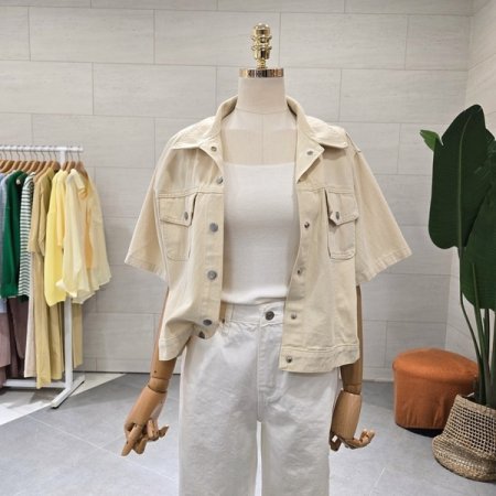 파스텔 릴리 코튼 반팔자켓