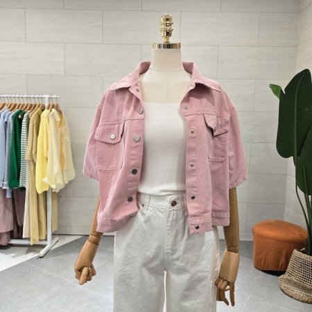 파스텔 릴리코튼 반팔자켓