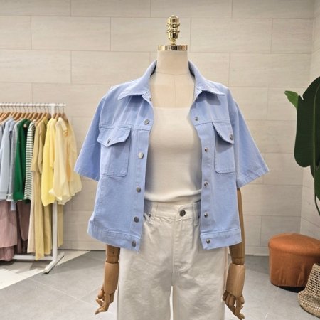 파스텔 릴리코튼 반팔 자켓