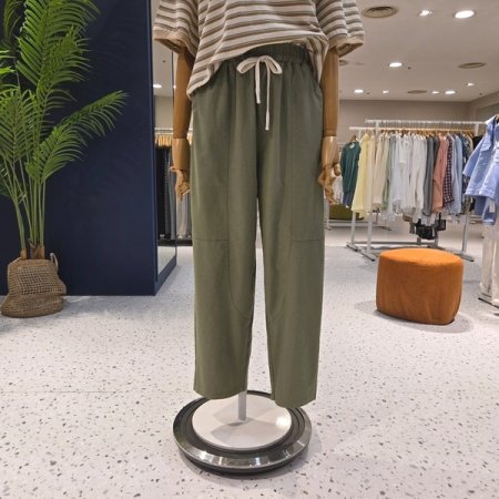 절개 반배기 스판 밴드팬츠