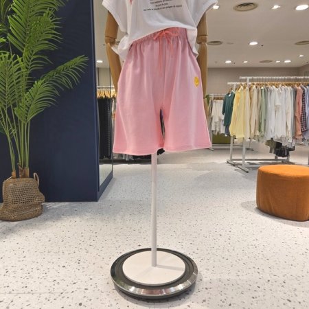 스마일 자수 면반바지