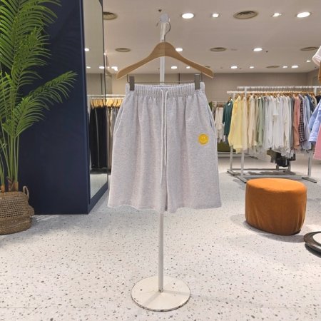 스마일 자수 면반바지