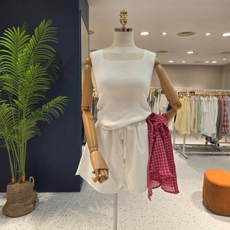 양면 스퀘어 브이넥 민소매 니트