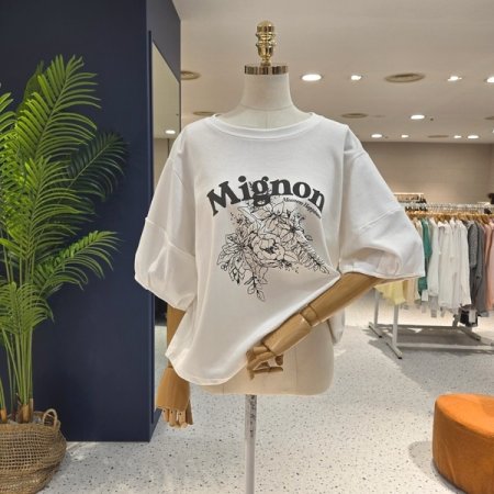 발포 레터링 절개볼륨 티셔츠