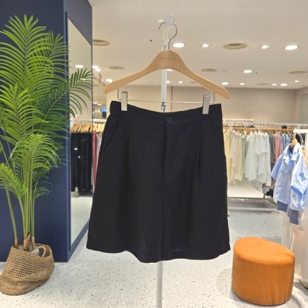 린넨 뒷밴딩 핀턱4부 반바지