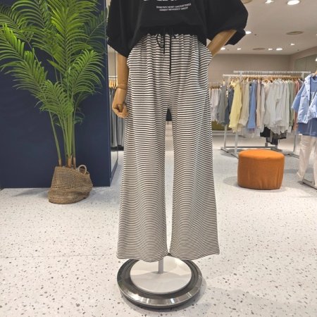 단가라 백포켓패치 와이드팬츠