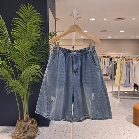 빈티지 버뮤다 밴딩 데님반바지