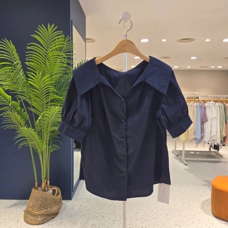 변형 카라 반팔블라우스